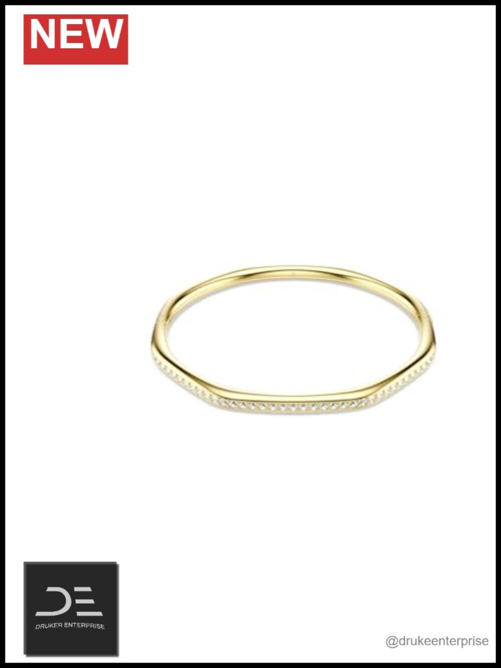 Swarovski Dextera Crystal Bangle Bracelet Gold Tone Plated Octagon White